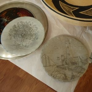 Set of 2 Small Hand-Hammered Decorative Plates